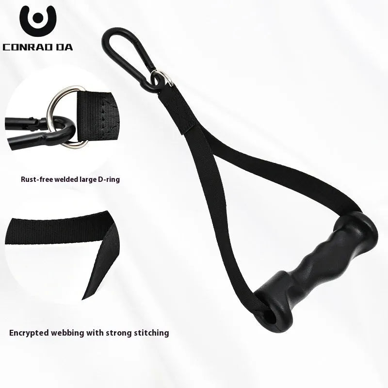 Black alloy ergonomic handle chest expander tension rope on white background