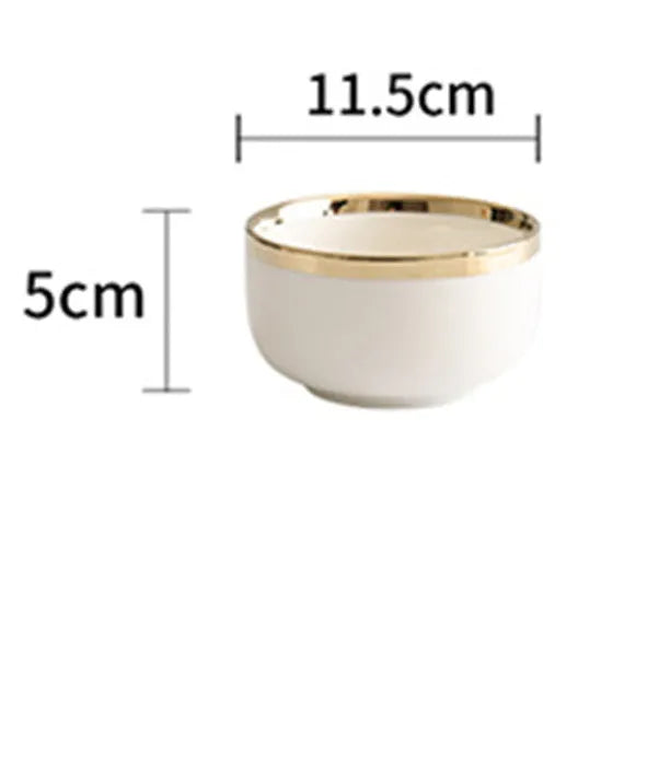 Platinum porcelain bowl with gold trim and colour glaze finish on white background
