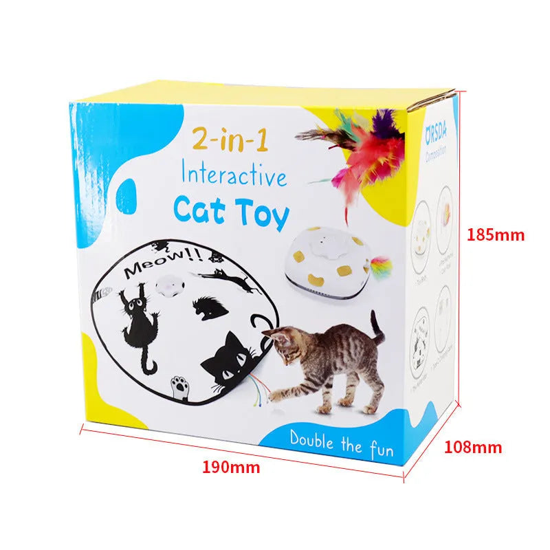Plastic interactive cat tease toy with motion features measuring 19.8x11.5x19.5cm