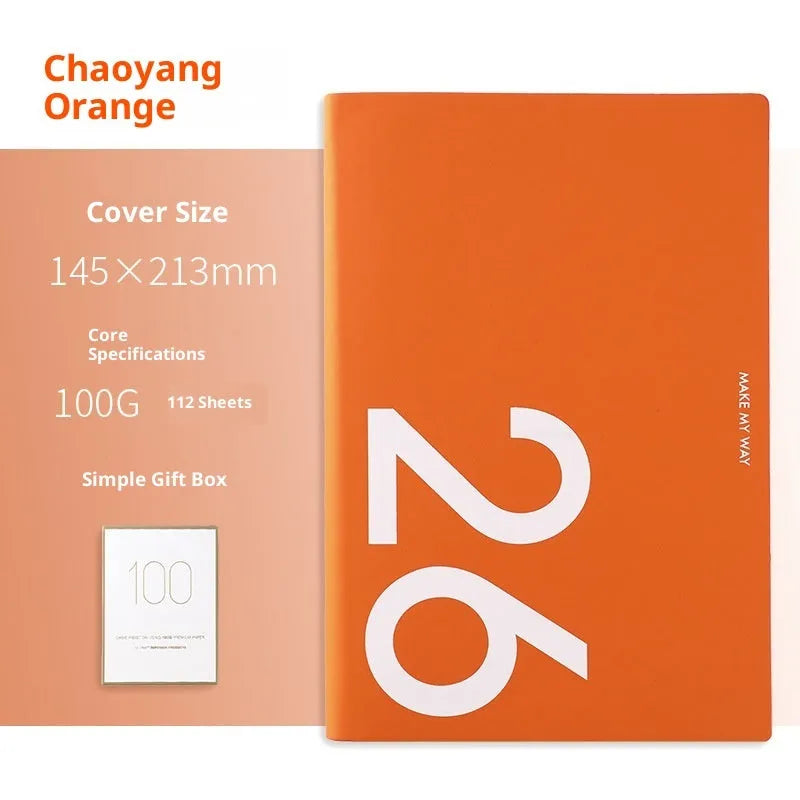 A5 imitation leather schedule notebook with two-pages-per-week layout and coloured cover options