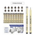Waterproof black ink needle drawing pen with a 133mm plastic body.