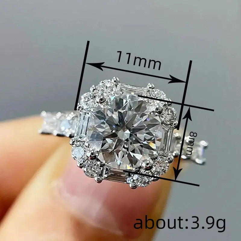 Women's geometric copper ring with micro-paved zirconia stones in A094 white gold colour, size No 8