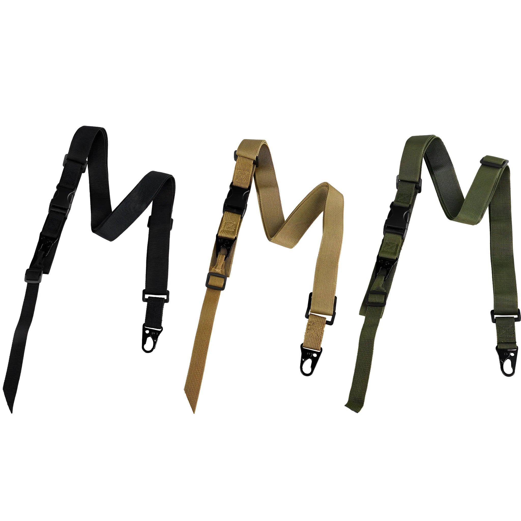 Outdoor equipment crossbody nylon sling strap 148cm with snap button fastening in army green colour