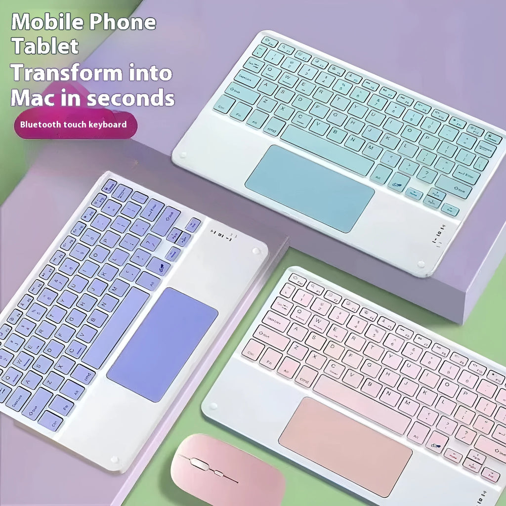 Bluetooth keyboard with touch pad, 10 inch, rechargeable, plastic, multiple colours available