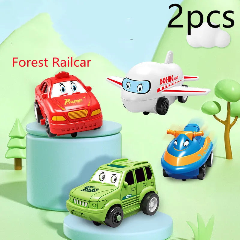 Children puzzle electric railroad speeder DIY assembly track set with automatic car and plastic pieces in multiple themes