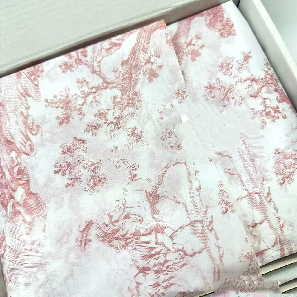 Large sheet of pink and purple French Romance MG tissue paper, 50cm by 70cm, for crafting and gift wrap.