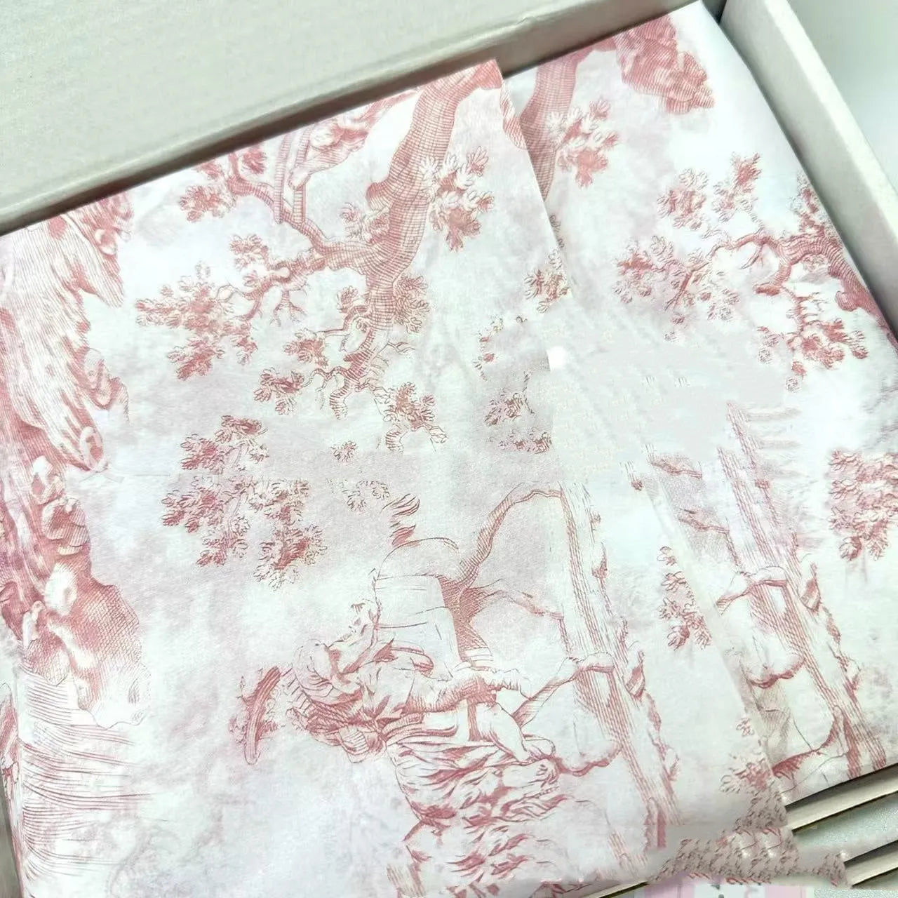Large sheet of pink and purple French Romance MG tissue paper, 50cm by 70cm, for crafting and gift wrap.