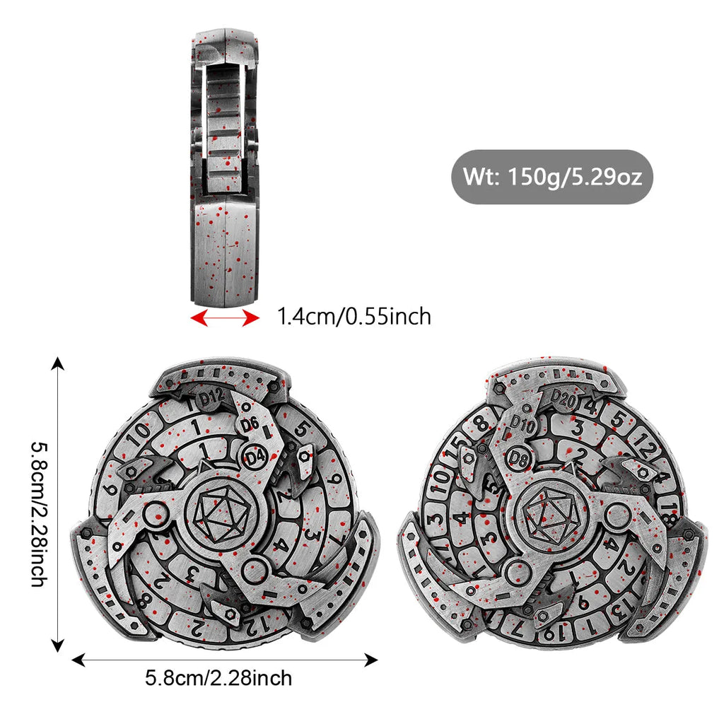 Wind And Fire Wheel DND dice wheel gift box set in bronze zinc alloy with retro compass design