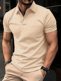 Men's slim fit short sleeve button shirt in a solid colour on a hanger.