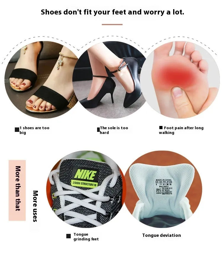 White thin felt anti-wear sticker for shoe tongue protection.