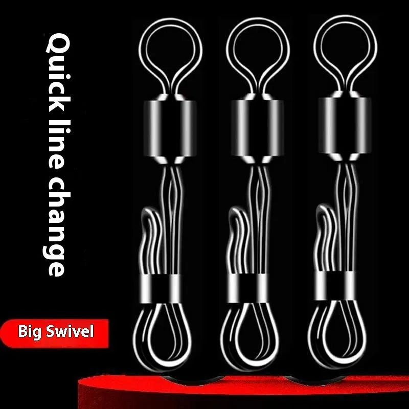 Brass quick release barrel swivel with 8-word ring for fishing line changes
