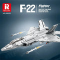 Aerospace military aircraft F-22 Raptor building blocks toy with 1837 pieces in colour box