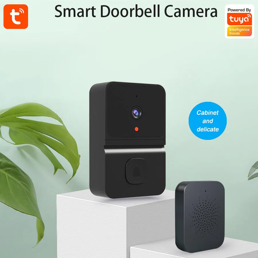 Intelligent visual doorbell surveillance camera in black with built-in lithium battery for household use