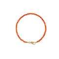Women's retro bracelet with natural southern red agate beads in cherry red and persimmon red on a white background.