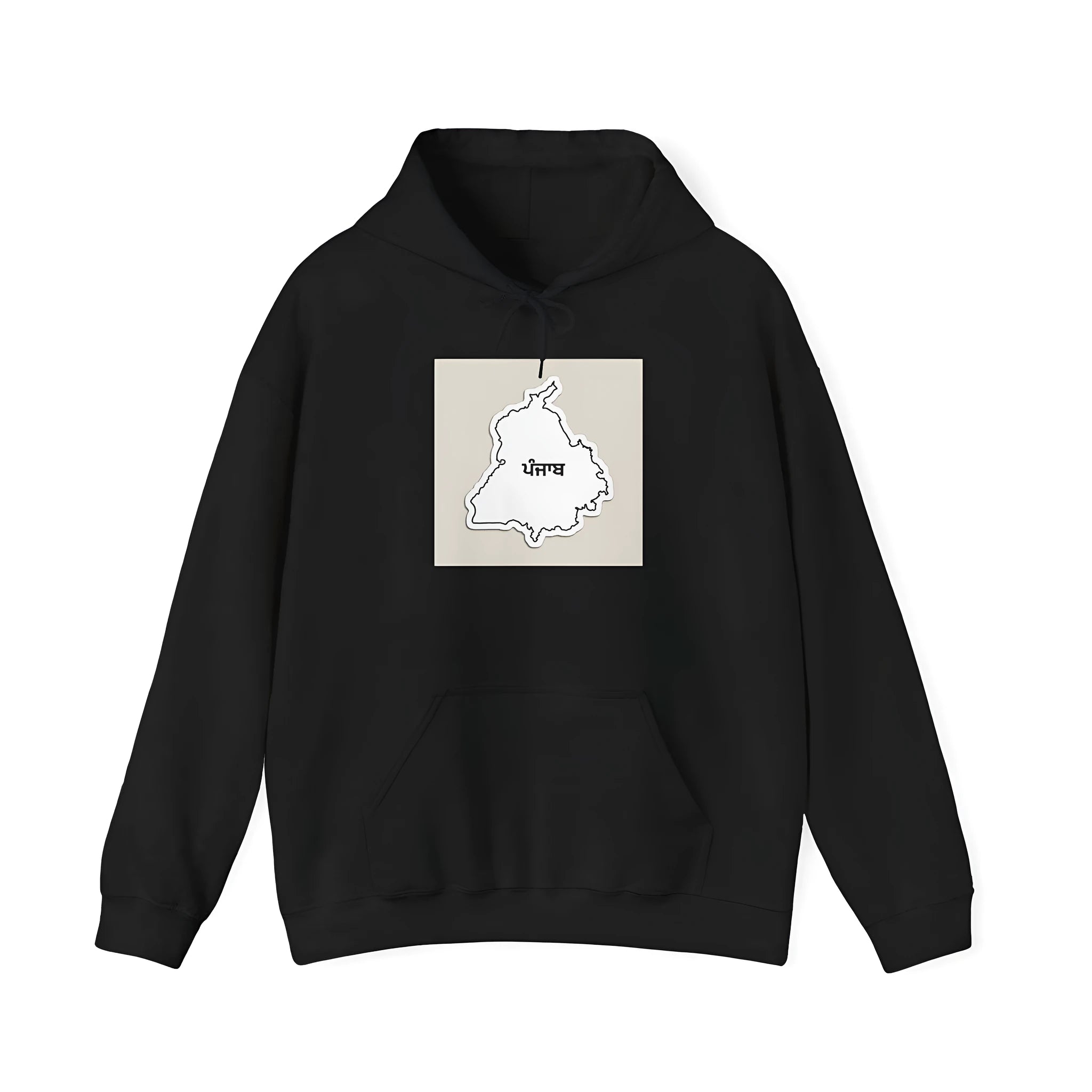 Black loose fit drop-shoulder sleeve casual hoodie with kangaroo pocket in Japanese Korean style