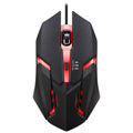 Wired USB mouse, four-button black design with colourful breathing light and 1.2 m cable for laptop and computer use
