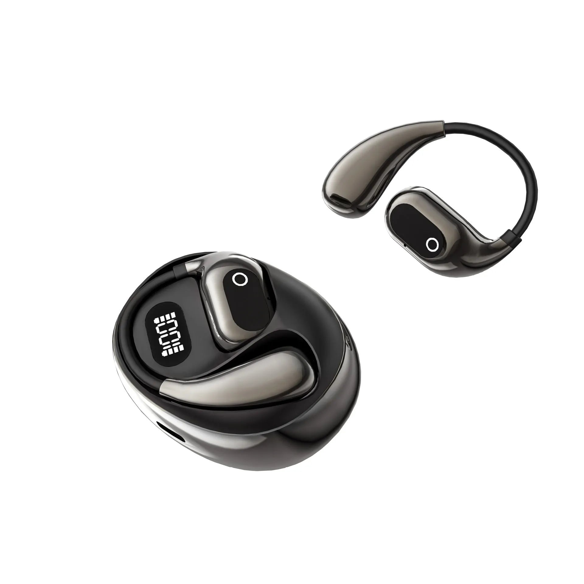AI smart translation wireless Bluetooth ear-mounted headset XG99 White with digital display and voice control