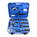 28-piece automotive radiator pressure testing kit with vacuum purge and refill tools
