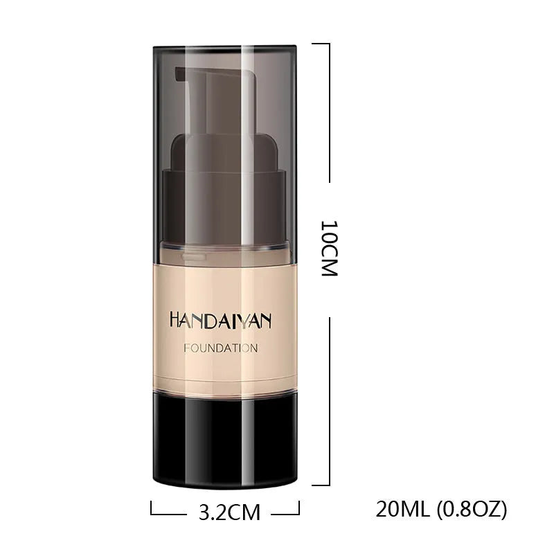 HANDAIYAN full cover liquid foundation bottle with waterproof and moisturising formula in eight colour options for dark skin