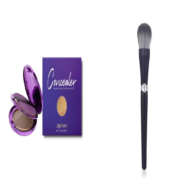 Concealer makeup plate showing ivory white, natural colour and dark skin shade options