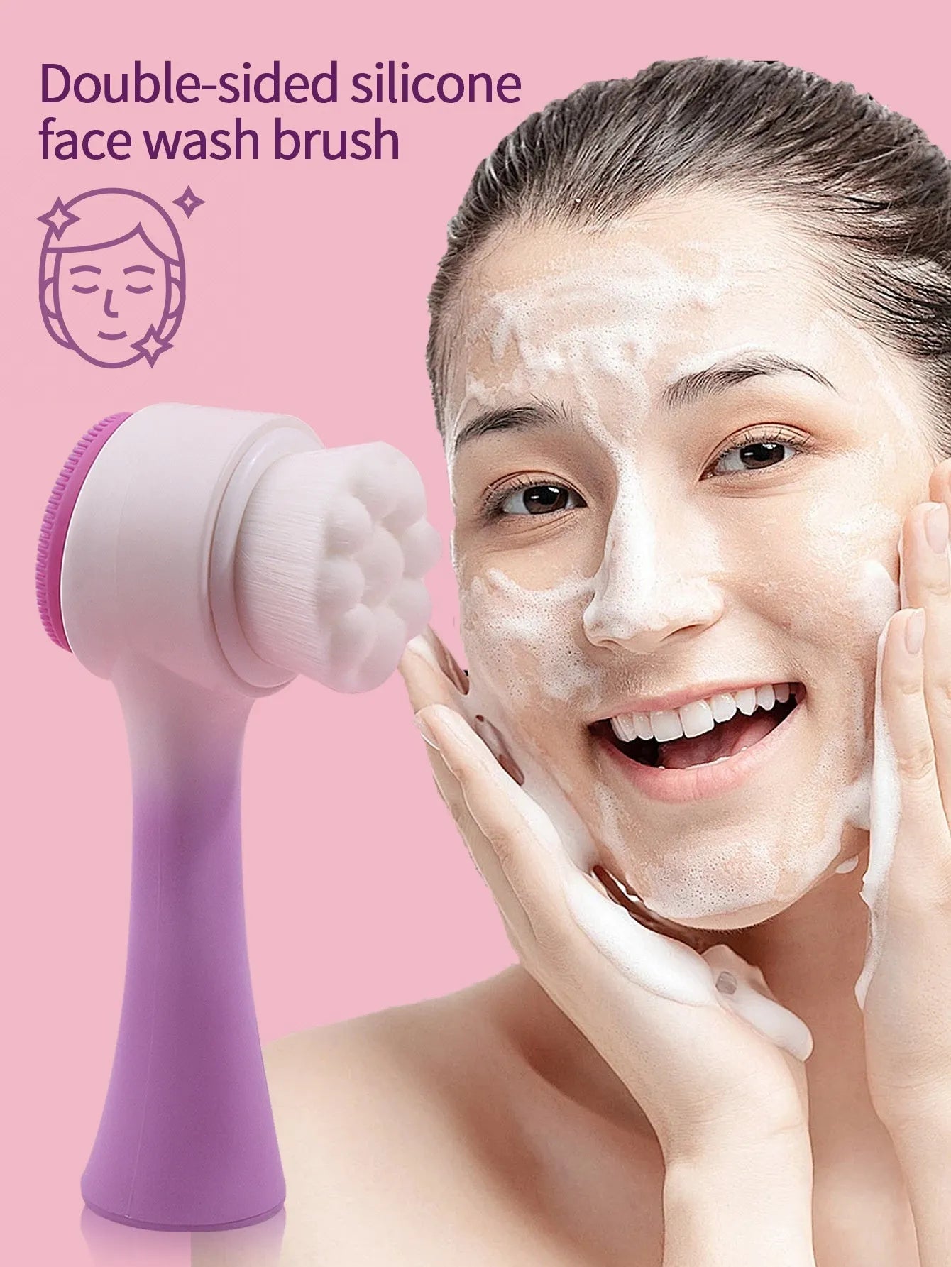 Coral fleece hair band facial brush set with face wash brush in multiple colour options