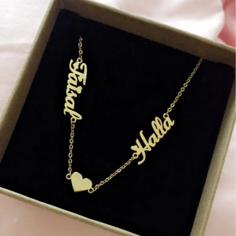 Custom love necklace for women stainless steel pendant personalised with letters or text snake chain