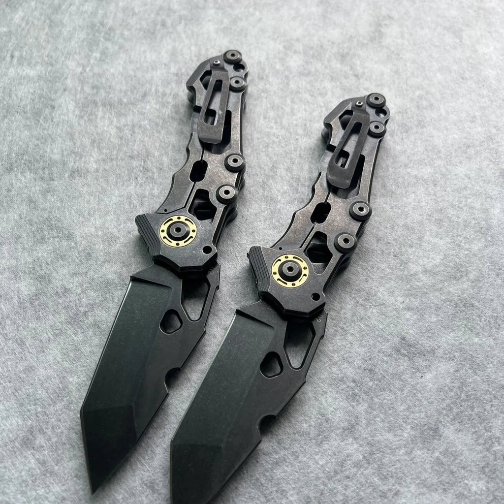 D2 steel folding knife with 9cm blade and 120mm handle, compact outdoor pocket knife