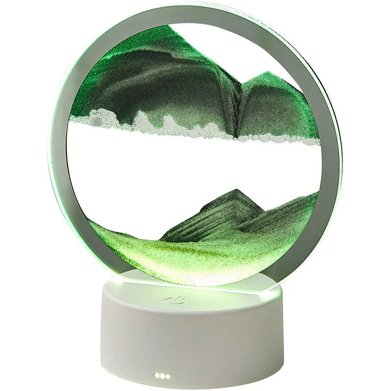 Acrylic quicksand decorative lamp with flowing sand painting, touch switch, and colourful battery, 16x9.5x19cm, blue style