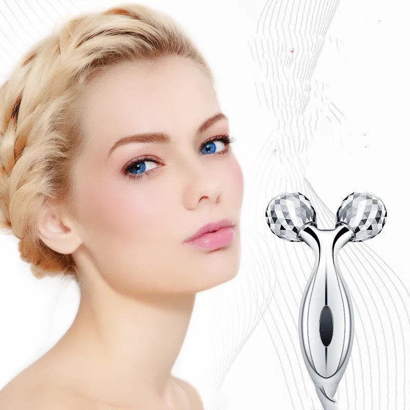 Facial massager body roller with silver coating, ABS resin and stainless steel construction, 135g weight