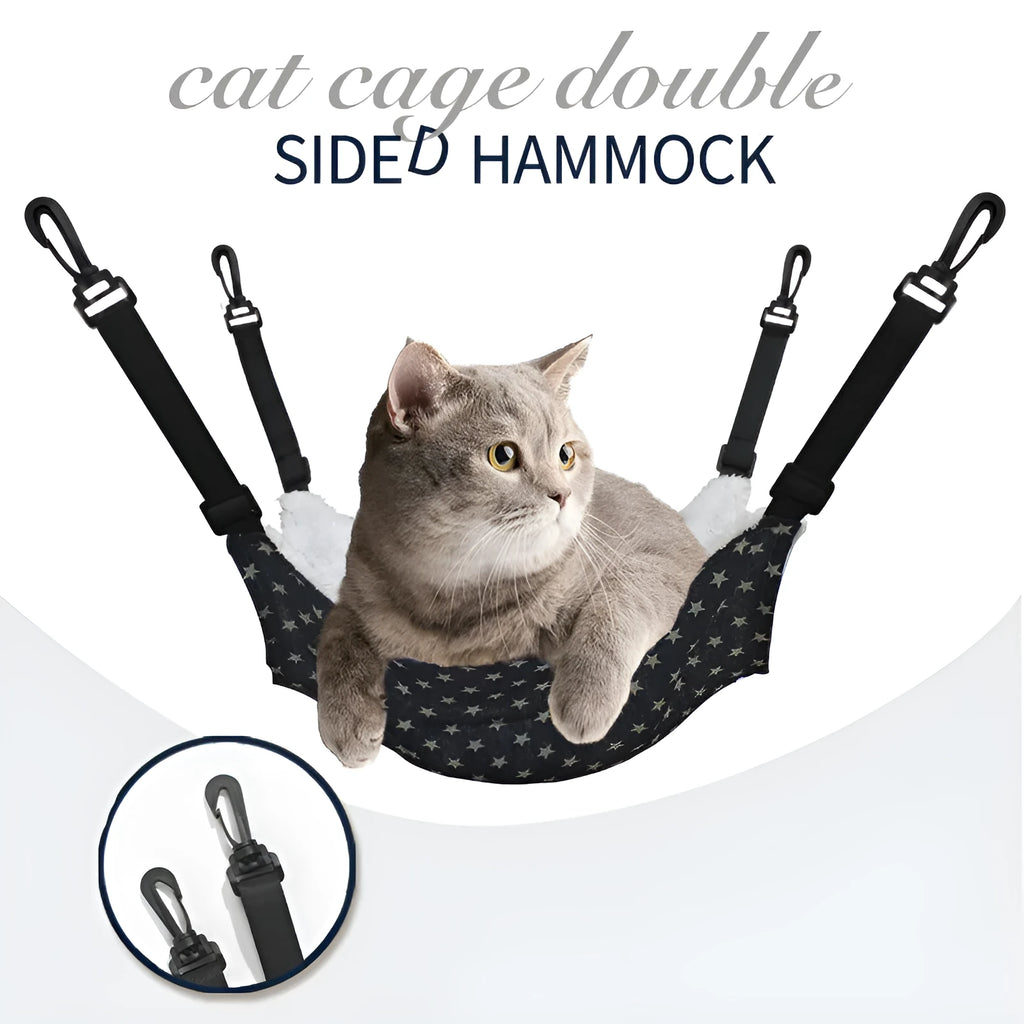 Cotton flannel pet hammock with plastic hooks for cats and small rodents