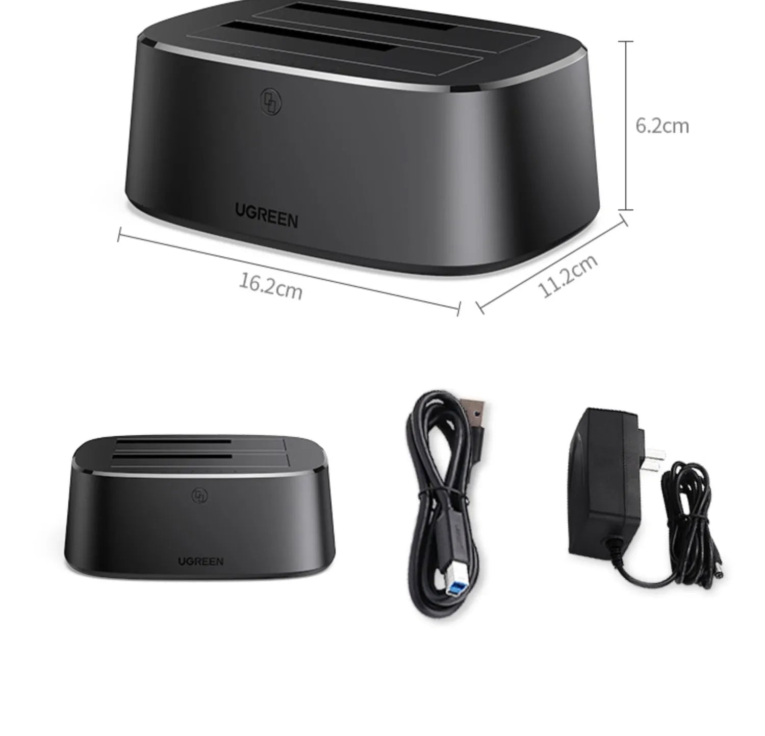 Green Link CM198 black external hard disk seat with USB and power cables