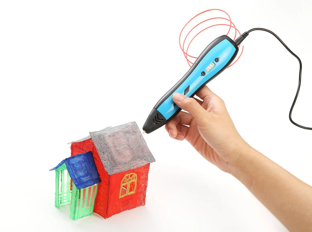 3D printing pen for children with LCD screen and ceramic nozzle, available in blue, orange, purple, white