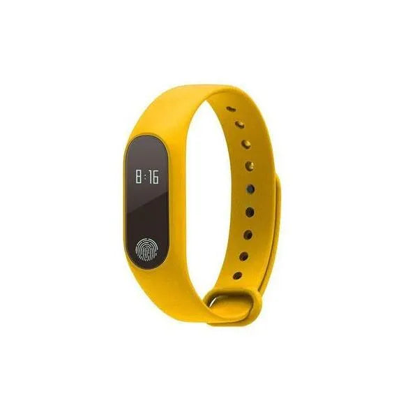 Motion intelligent smart hand ring for heart rate and step tracking on a wrist in blue colour.