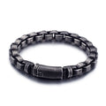 Black titanium steel geometric chain bracelet for men, 22cm length, retro punk style