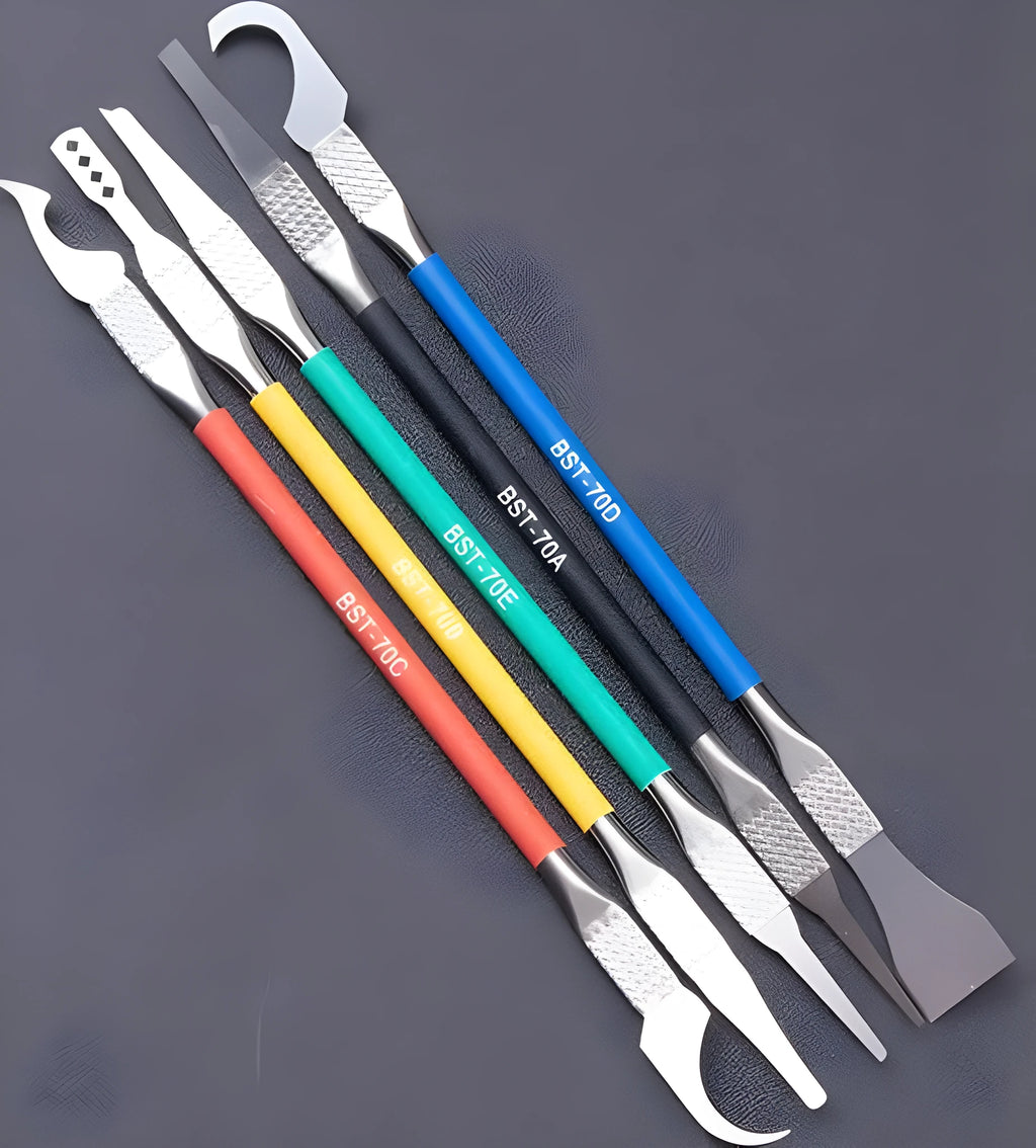 Disassembling and removing plastic tool knife five piece set stainless steel fine blade