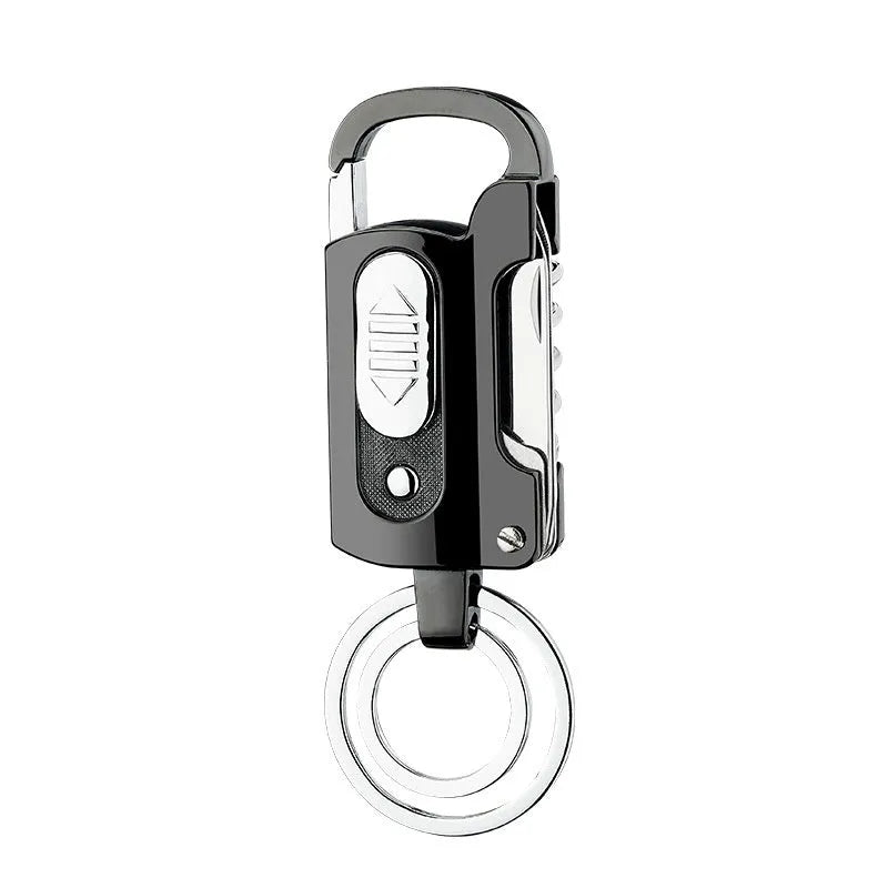 Multi-functional keychain charging lighter in zinc alloy with ice surface finish, black colour option