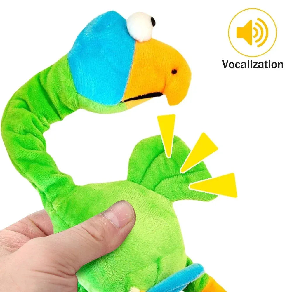Screaming chicken sound dog chew toy in durable rubber, shown in black, green, and orange colours.
