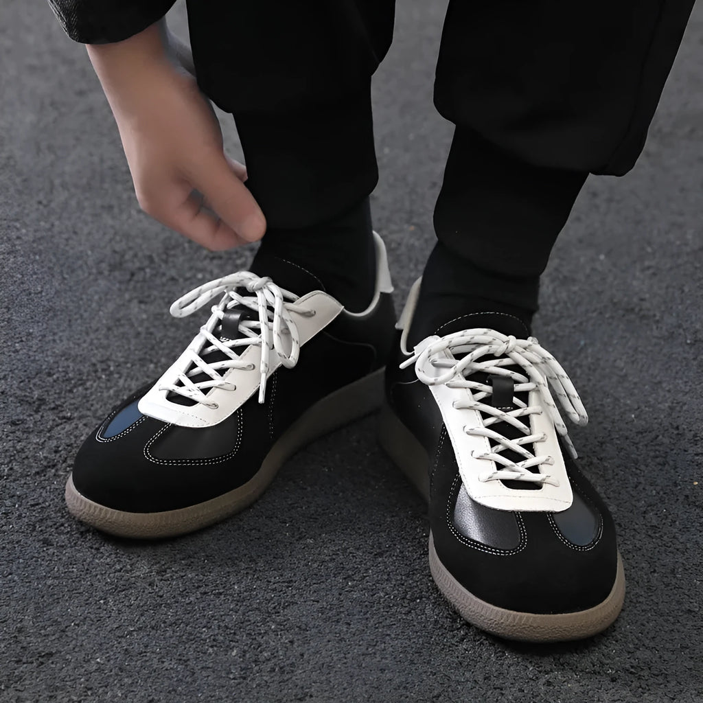 Niche Sports men's casual broad shoes genuine leather round toe black colour side view