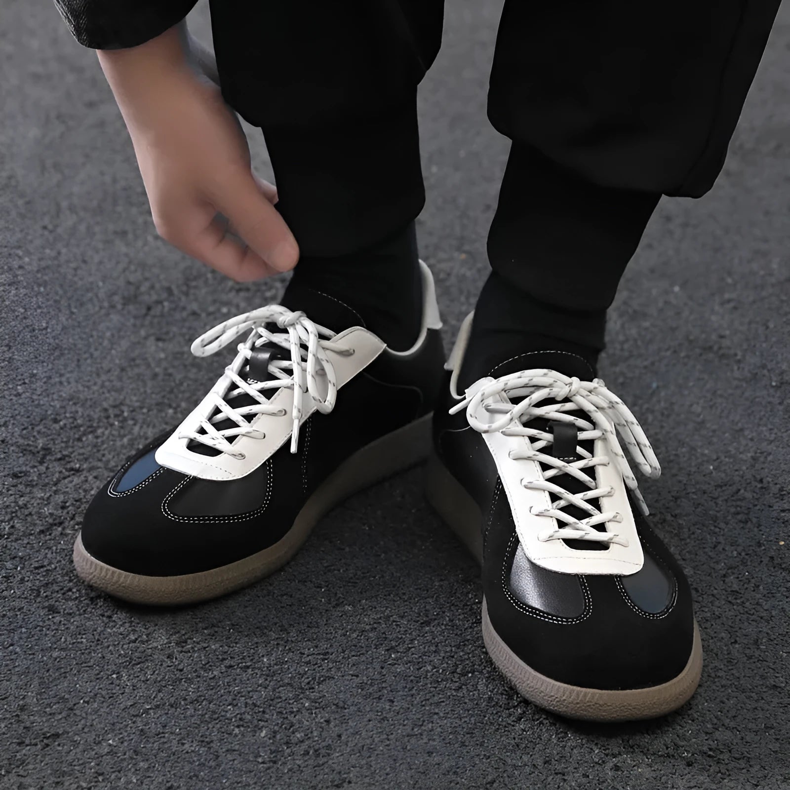 Niche Sports men's casual broad shoes genuine leather round toe black colour side view