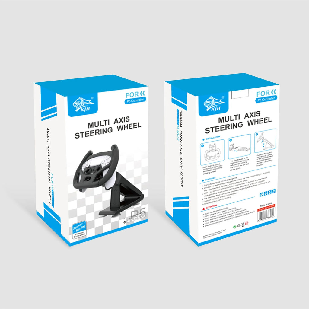 Black ABS gamepad steering wheel bracket with suction cup for mounting a mobile phone.
