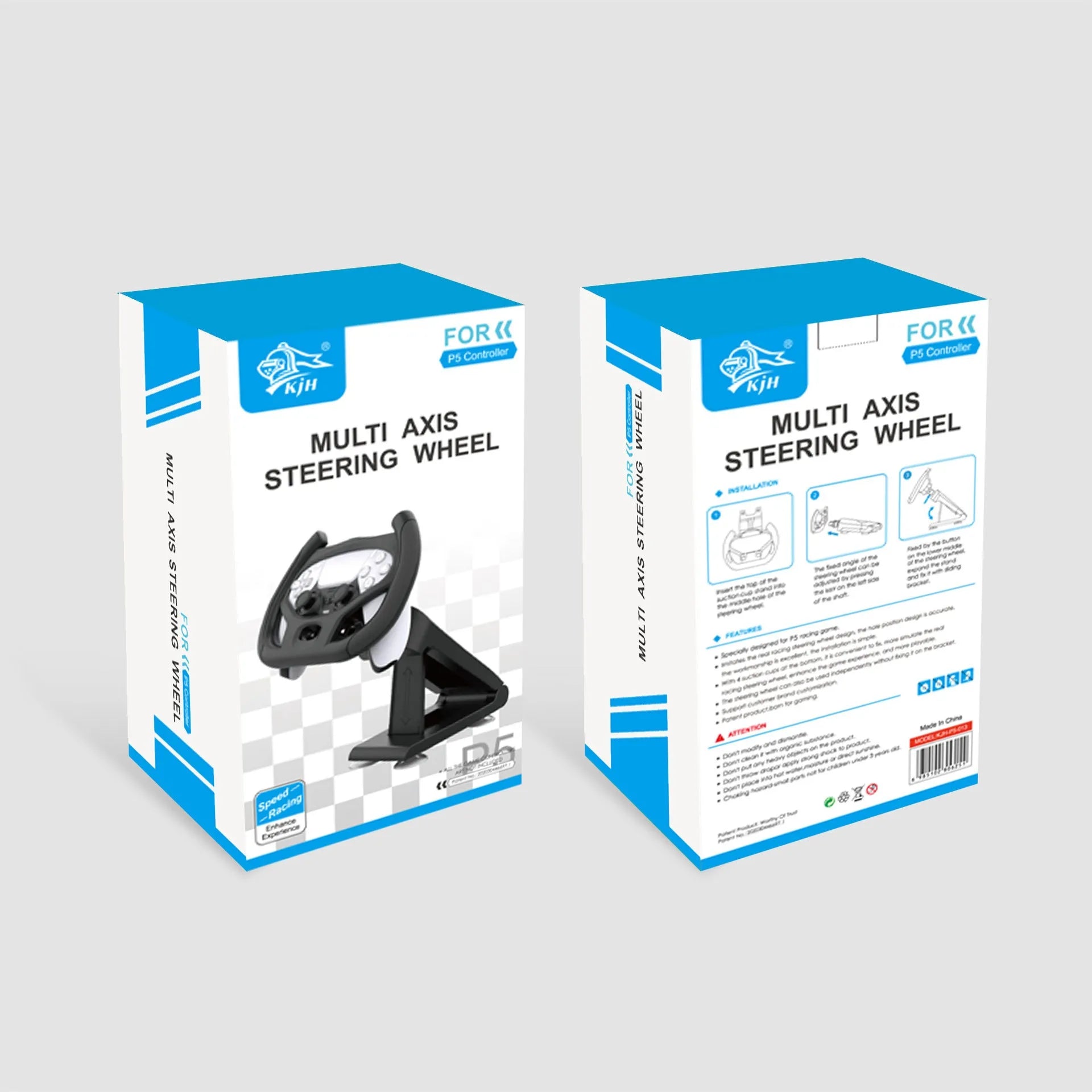 Black ABS gamepad steering wheel bracket with suction cup for mounting a mobile phone.