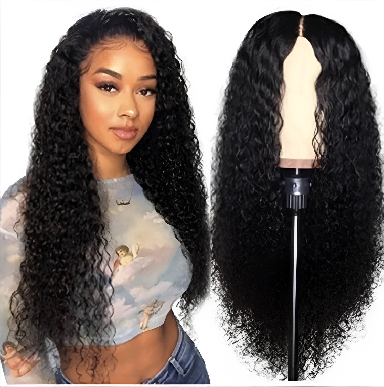 Black high temperature silk African wave wig for ladies, 12 to 28 inches available, machine made synthetic