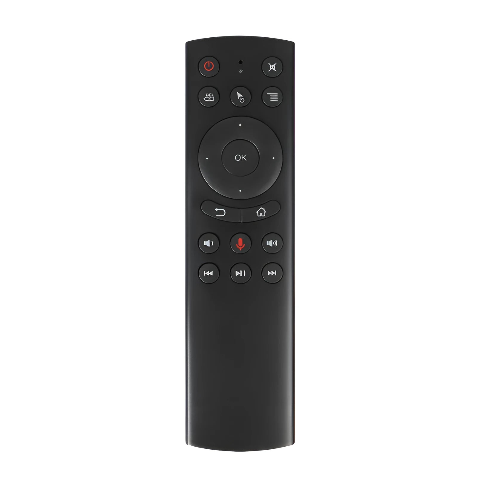 G20 wireless flying mouse remote with USB receiver showing dimensions and button layout