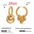 Pair of modern stainless steel earrings with electroplated colour finish in unisex ins style.