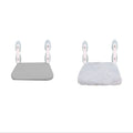 Cat hammock with suction cups attached to a window, beige mesh fabric and stainless steel frame