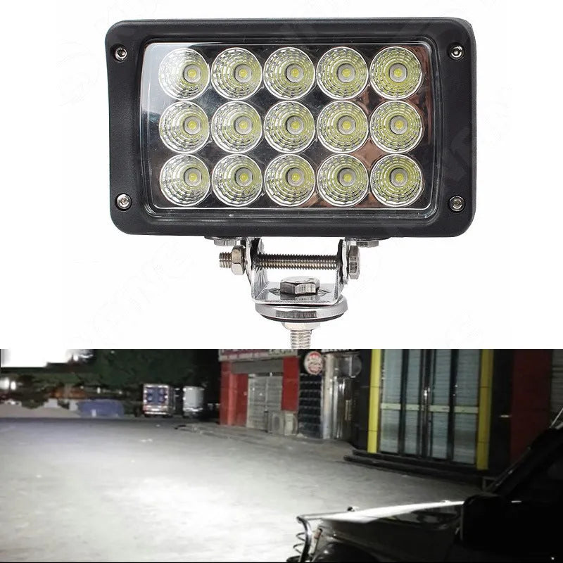 Black 45W LED car spotlight headlight with aluminium alloy shell and PC panel lens