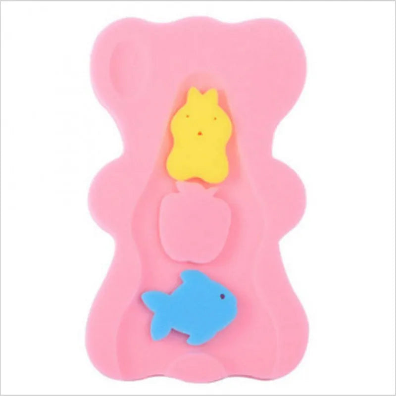 Non-slip baby bath sponge mat in blue, 4.7 cm thick polyurethane cushion for infant pool and tub use