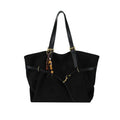 Retro large capacity women's shoulder bag in soft PU with sewing thread detail, shown in wine red, black, brown, and coffee.
