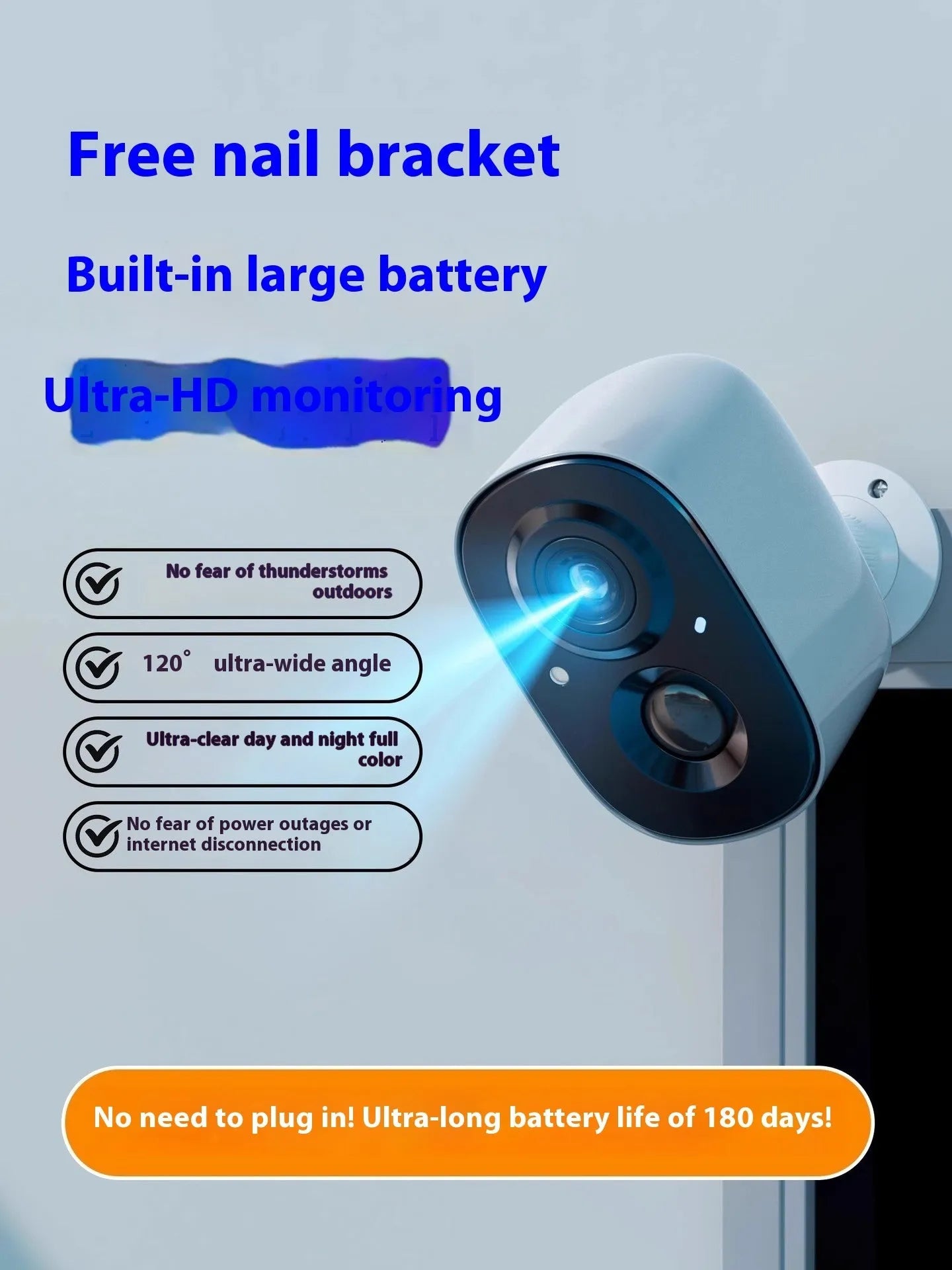 Wireless battery surveillance camera with mobile phone remote monitoring on white background