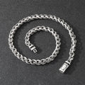 Men's antique silver titanium steel keel chain necklace with large hemp flowers links.